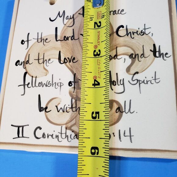 Ceramic New Orleans Fleur de Lis Hanging Tile Bible Quote Wall Decor - Picture 4 of 6